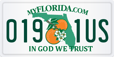 FL license plate 0191US