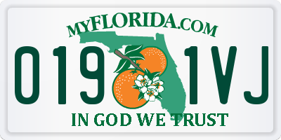 FL license plate 0191VJ