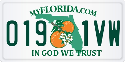FL license plate 0191VW