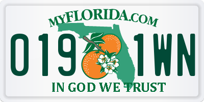 FL license plate 0191WN