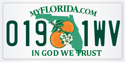 FL license plate 0191WV