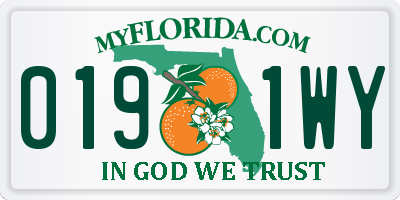 FL license plate 0191WY