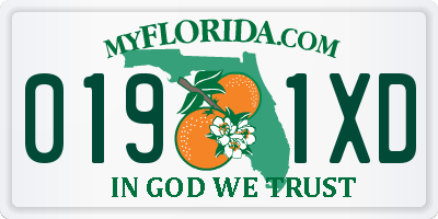 FL license plate 0191XD