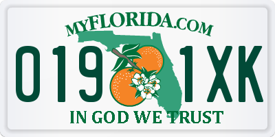 FL license plate 0191XK