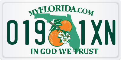 FL license plate 0191XN
