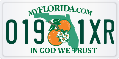 FL license plate 0191XR