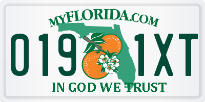 FL license plate 0191XT