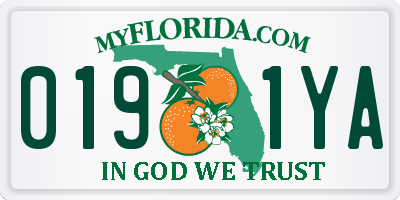 FL license plate 0191YA