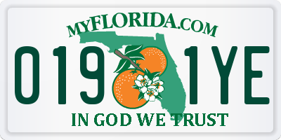 FL license plate 0191YE