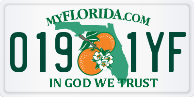 FL license plate 0191YF