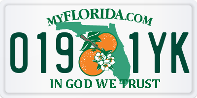 FL license plate 0191YK
