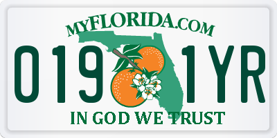 FL license plate 0191YR