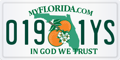 FL license plate 0191YS
