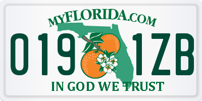 FL license plate 0191ZB