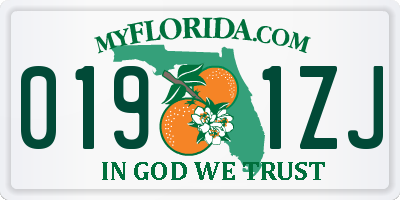 FL license plate 0191ZJ