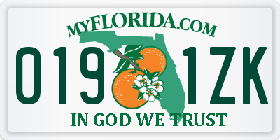 FL license plate 0191ZK