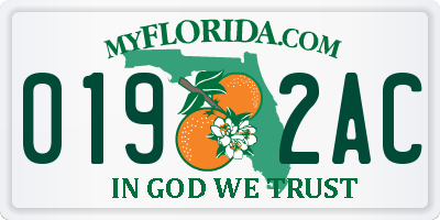 FL license plate 0192AC