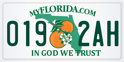FL license plate 0192AH