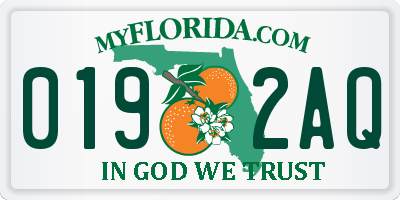 FL license plate 0192AQ