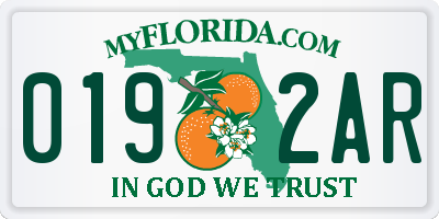FL license plate 0192AR