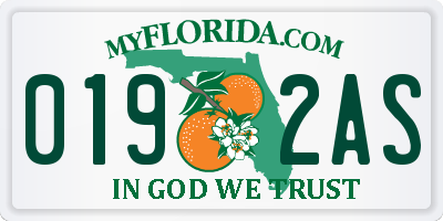FL license plate 0192AS