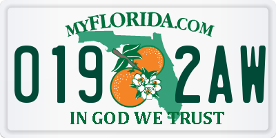 FL license plate 0192AW