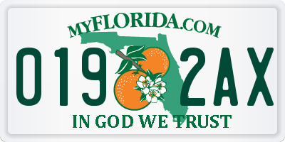 FL license plate 0192AX