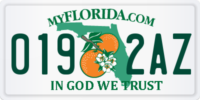 FL license plate 0192AZ