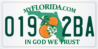 FL license plate 0192BA