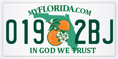 FL license plate 0192BJ