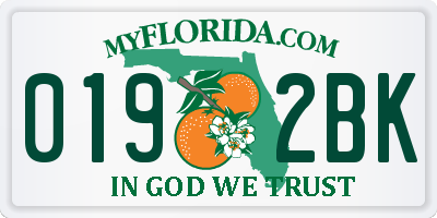 FL license plate 0192BK