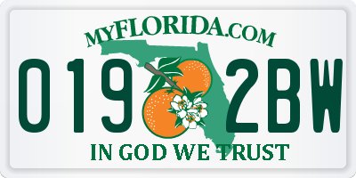 FL license plate 0192BW