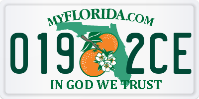 FL license plate 0192CE