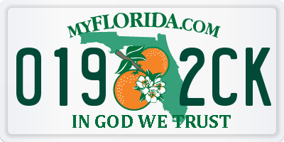 FL license plate 0192CK