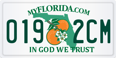 FL license plate 0192CM