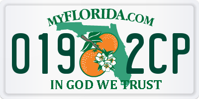 FL license plate 0192CP
