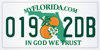FL license plate 0192DB