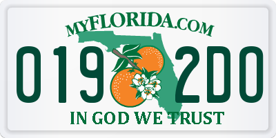 FL license plate 0192DO