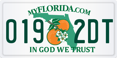 FL license plate 0192DT