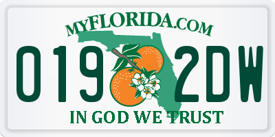 FL license plate 0192DW