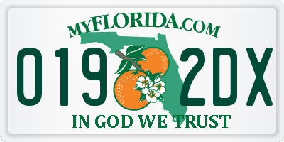 FL license plate 0192DX