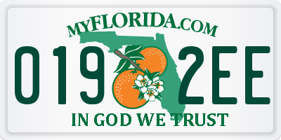 FL license plate 0192EE
