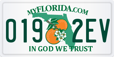 FL license plate 0192EV