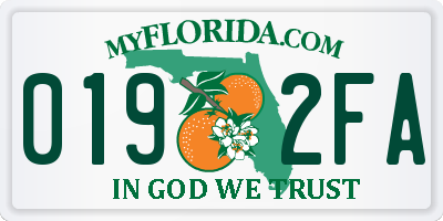 FL license plate 0192FA