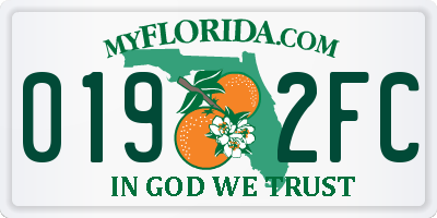 FL license plate 0192FC