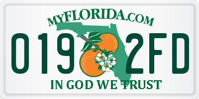 FL license plate 0192FD