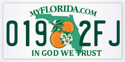 FL license plate 0192FJ