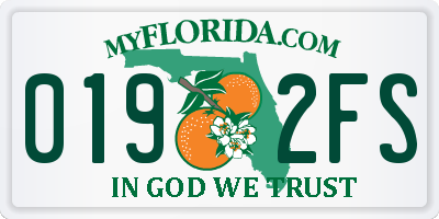 FL license plate 0192FS
