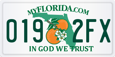 FL license plate 0192FX