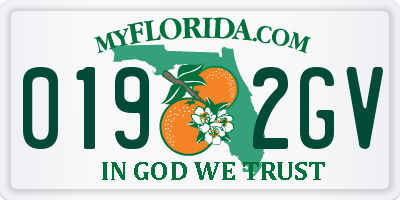 FL license plate 0192GV
